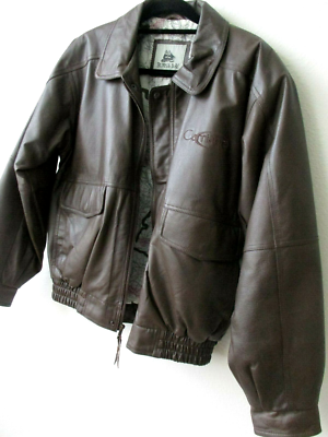 Men's Leather Jacket Burks Bay Dark Brown Mid-Length Size L Zipper