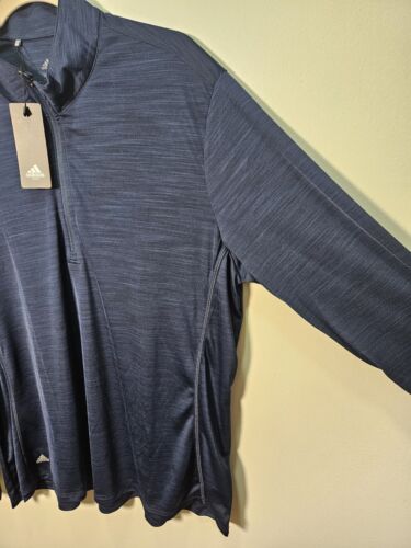 Adidas Women's Lightweight Mélange Quarter-Zip Pullover - A476 Navy Blue 3XL NWT - Picture 2 of 12