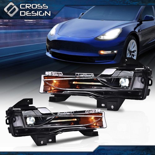 Fog Light Lamp Led DRL Right Left Side Fit For 2017-2023 Tesla Model 3 Y