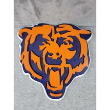 Chicago Bears Wooden Bear Head 3D Football Logo Wall Hanging Emblem 9"