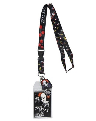 IT Pennywise Clown You'll Float Too! ID Badge Holder Lanyard w/ Rubber Pendant