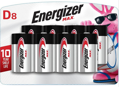2 pack Energizer MAX D Batteries (16 total), D Cell Alkaline Batteries