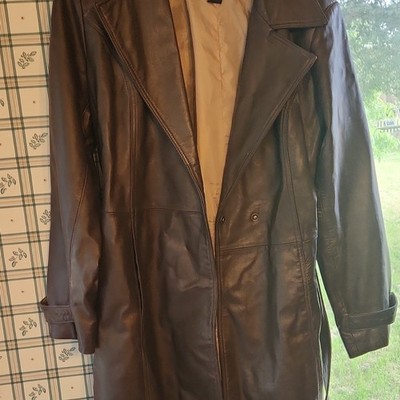 Centigrade Brown Long Trench Coat for Women, Button Closure, Belted, Collared, M