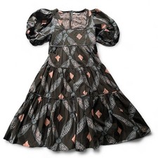 ULLA JOHNSON • Nora Printed Cotton Short Sleeve Batik Babydoll Dress XXS/XS 0