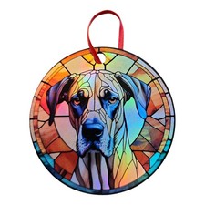 Great Dane 7 Uncropped Orange and Blue Background Holographic Dog Ornament