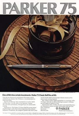 1973 Parker 75 Pen: Lifes Few Certain Investments Vintage Print Ad