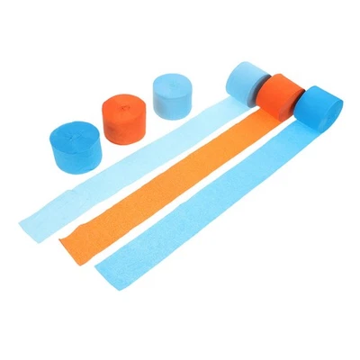 6 Rolls Papier Crépon Couleur Banderoles D'anniversaire Décoration Table Fête - Photo 1/4