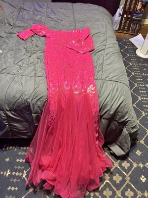 Dress For Everyone Hot Pink Neon Mermaid Sequin Gown Prom Dress Quinceañera