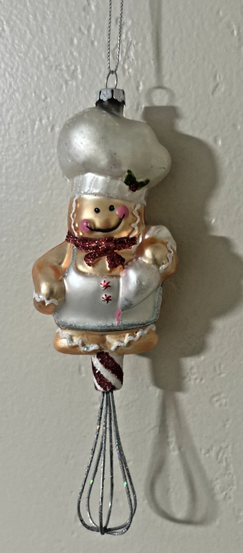 🎄 Christmas tree decoration Glass Gingerbread Chef 8” with Whisk Hand-Painted 