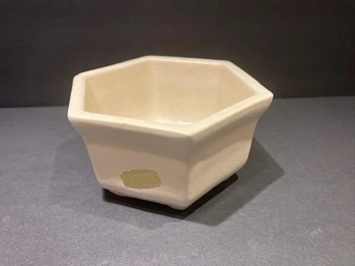Vintage Haeger Ivory Ceramic Hexagon Planter #4002