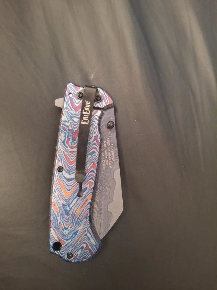 Cuchillo Plegable Asistente de Resorte Hoja de Afeitar Cuchilla de Afeitar Mango Perla Blanco Cerrado 4.75" Foto 3 de 4