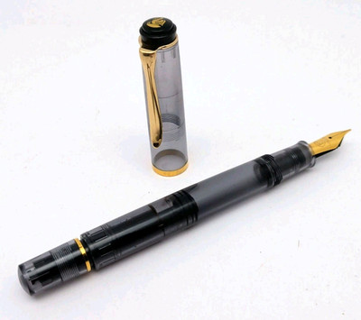 Vintage Pelikan M200 Anthracite Fountain Pen Transparent Black Excellent PEN25