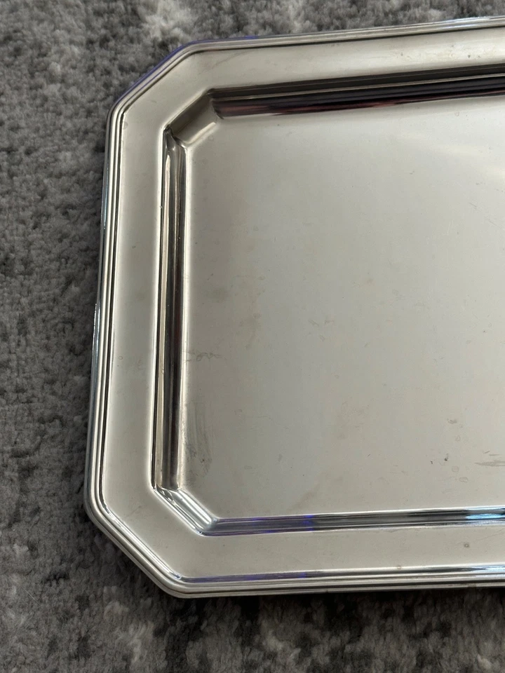 "Bandeja para servir vintage Sheffield inglesa 18/10 14,5 x 10,75""" Foto 3 de 4