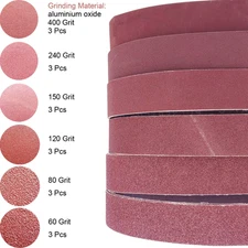 1.5x30" Sanding Belt Set 60-400 Grit - For Wood, Metal, Glass & Stone - 3 Each