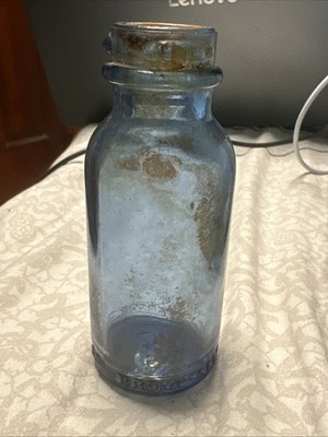 Blue BROMO-SELTZER EMERSON DRUG CO.  Embossed Bottle Glass Empty