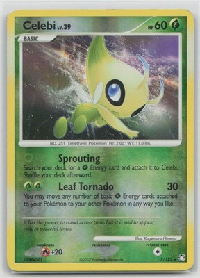 Celebi 7/123 Rare Mysterious Treasures Pokemon Reverse Holo Heavily Played