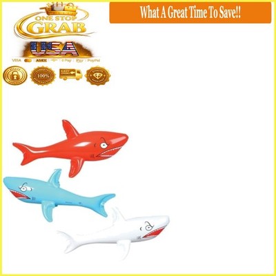 3 Jumbo 46'' Inflatable Sharks Party Decorations Pool Toys Blue Red White