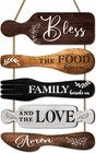 5Pcs Kitchen Wall Decor, Bless the Food Cookware Shaped Hanging Signs for Farmho