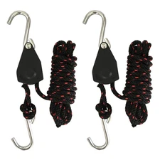 Rope Tie Downs, 1/4 in. X 10 ft. Heavy Duty Rope Lock Adjustable Ratchet Pull...