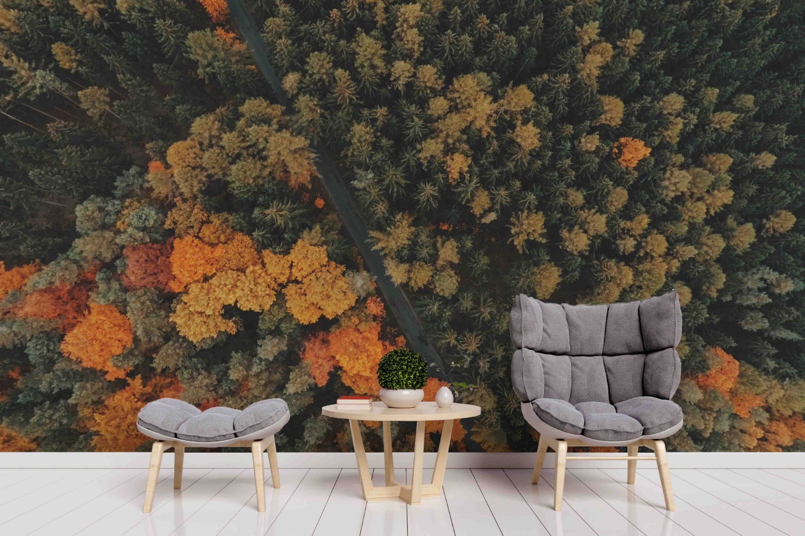3D Overhead View Forest Road Landscape Wall Murals Wallpaper Murals Wall Sticker