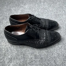 Allen Edmonds Sanford Dress Shoes Basket Weave Black Leather Mens 9.5
