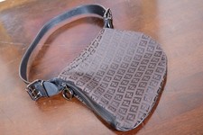 Authentic Fendi Vintage Black Large Oyster Zucca Shoulder Bag Top And Side Zip