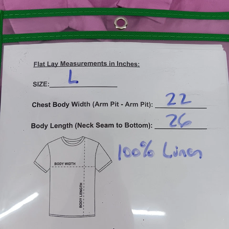 Covington Shirt Womens Large Pink Collared 3/4 Sleeve Button Up Top 100% Linen - Image 4 of 4