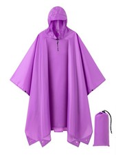 Hooded Rain Poncho for Adult, Waterproof Lightweight Raincoat for Hiking Camp...