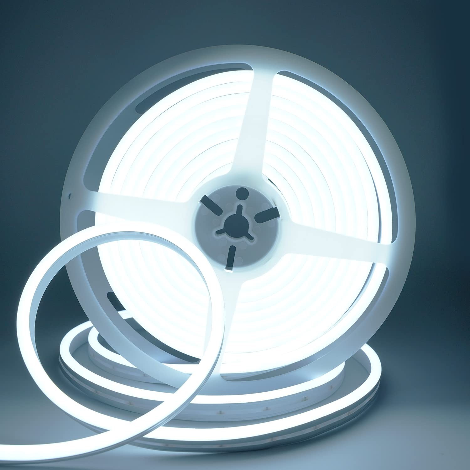 12V White Neon LED Strip Light with 600 SMD2835 LEDs, Upgraded Rope Lighting