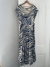 Chaps Women’s Zebra Stripe Print Cotton Knit Midi Dress Size L