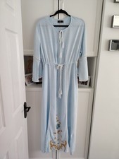 Stunning Embroidered Boho Maxi Long Summer Dress Size 14 Uk
