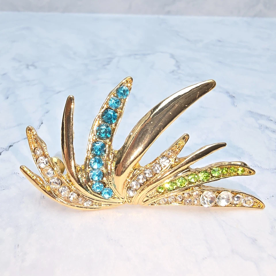 Luxus Damen Strass Ohrringe Vergoldet Türkis Grün Samba Ohrstecker Fasching #81 - Bild 3 von 4