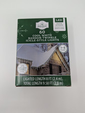 Holiday Time 60 Cool White Random Twinkle Icicle Style Lights White Wire 8' LED