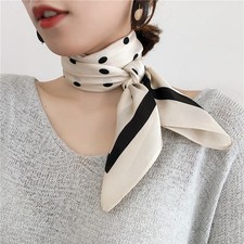 Women's 100 Silk Scarf Polka dot Square Shawl Hair Wraps Headscarf Neckerchief