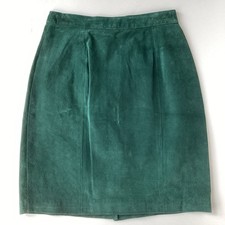 Vintage Global Identity Green Suede Skirt XS 2 Pencil Straight Tag 9/10 Holiday
