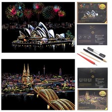 4 PCS Scratch Rainbow Painting Art Paper Set Scratchboard Sydney 16x11 Inch