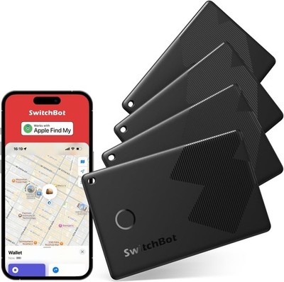 SwitchBot Wallet Tracker Card, Pack of 4, AirTag Card Compatible with Apple Find