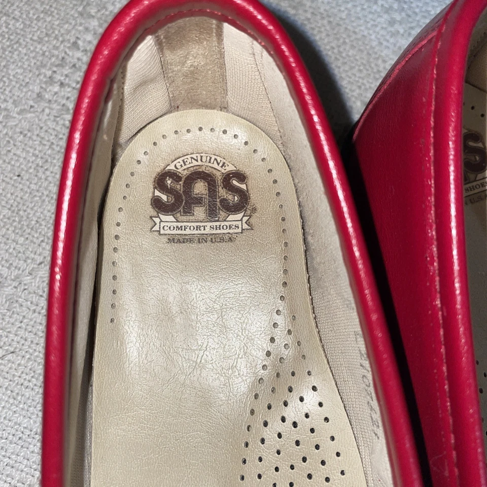 SAS Nursing Shoes Womens Size 9.5 N Red Leather Occupational Clinic - Image 2 of 4