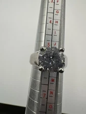 Cubic Zirconia Solitaire Engagement Ring Round Brilliant Cut, Size 5.5