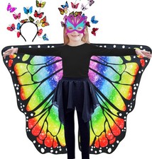 D.Q.Z Double-Sided Fairy Butterfly-Wings Costume for 105cm 130cm, Rainbow