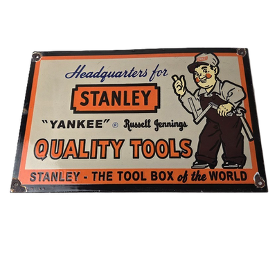 #ad #ad Vintage Stanley Tools Sign Gas Auto Mechanic Garage Shop Porcelain Sign $110.37