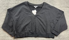 JoyLab Cropped Fit Sweatshirt Womens XXL Black Loose Fit Pullover Casual Comfy