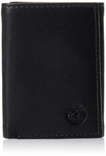 mens Leather Trifold With Id Window Wallet, Black, One Size US