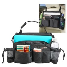 SwingAway Car Front Seat Organizer with 6 Storage Pockets and 2 Bottle Black