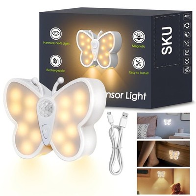 LEDGUHON Dimmable Butterfly Night Light, Smart Motion Wireless Small, Black