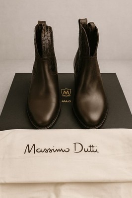 Massimo Dutti Leather Ankle Boots   Size 37   Brand New