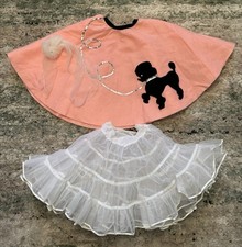 Handmade Pink Felt Poodle Skirt Crinoline Tiered Underskirt Scarf Halloween