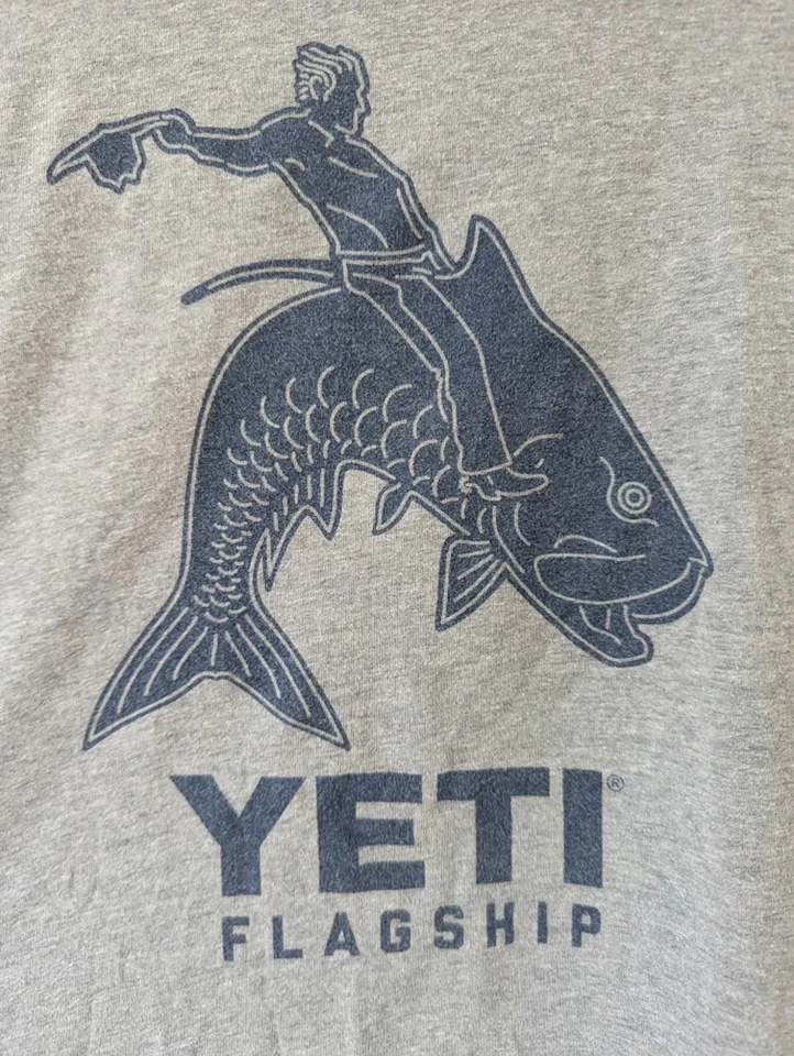YETI флагман рыбы родео рыбалки открытый gorpcore серый графический футболка маленький ковбой - Изображение 4 из 4