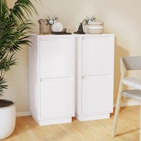 Schmales Sideboard 2Er Set Weiß Massivholz Kiefer 31,5X34X75 Cm