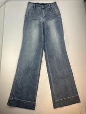 Judy Blue Jeans Mid-Rise Retro Wide Leg Flare Womens Size 3/26 Blue JB82401MD